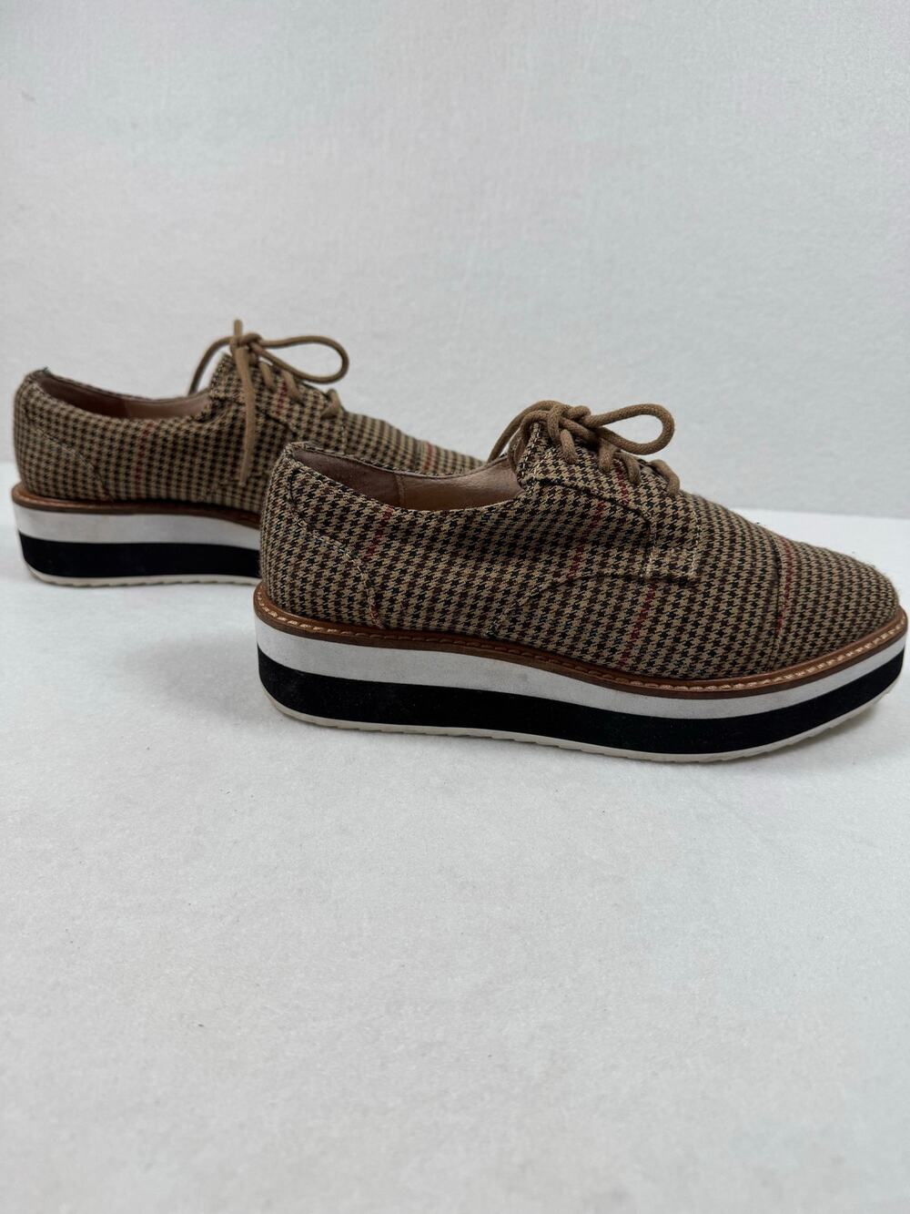 Halogen  x Atlantic Pacific Gabriela Platform Oxfords Houndstooth Brown 6.5M